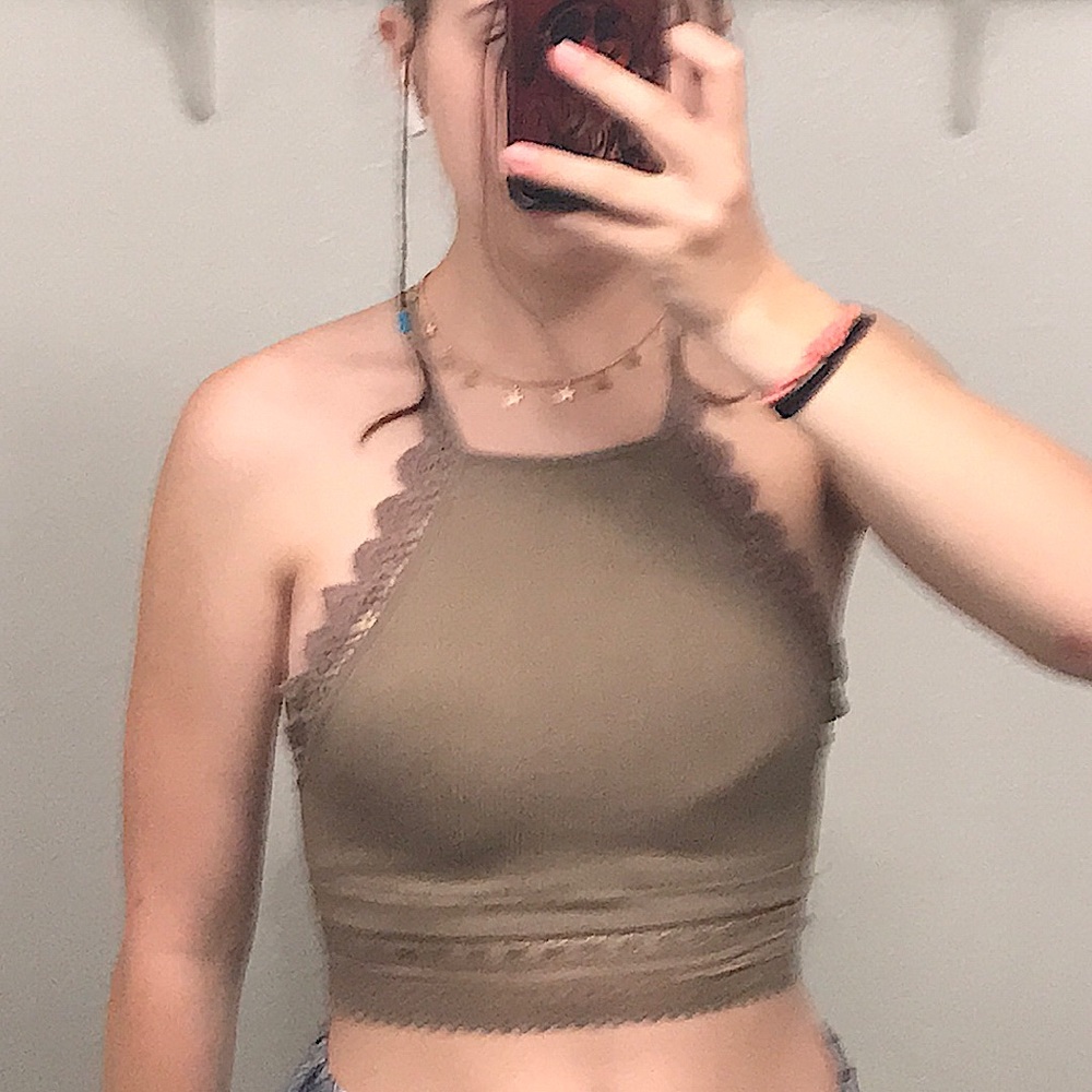 Fornia cropped fitted tank top for women. dark tan color. s/m size. - Picture 3 of 5